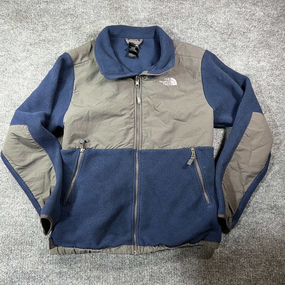 The North Face Denali Fleece Jacket Navy Blue Grey Boys XL Mens Small Full Zip